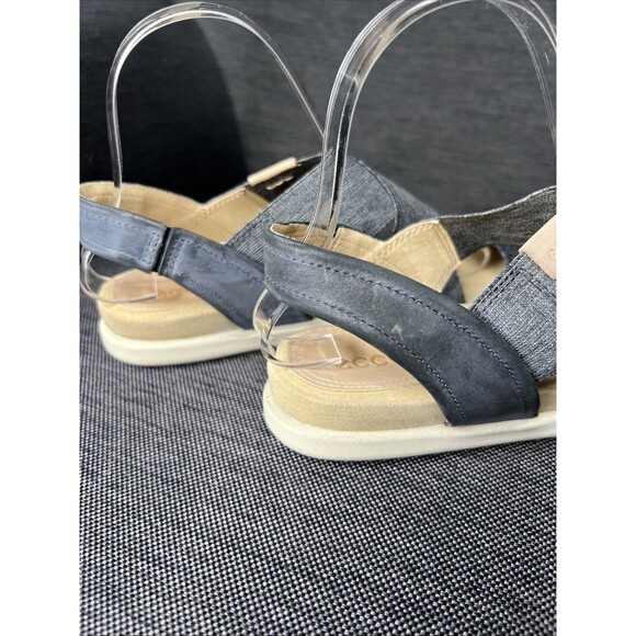 Ecco Damara Sandals Womens 39 / 8.5 Gray Leather Cross Strap Stretchy Comfort - Picture 4 of 9